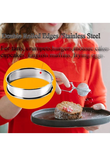 3 15 Inç Çörek Halkaları Crumpet Halkaları 16PCS Paslanmaz Çelik Çörek Halkaları Kalıplar Çift Haddelenmiş Tart Halkaları Yuvarlak Tart Halkası (Yurt Dışından) fırsatları