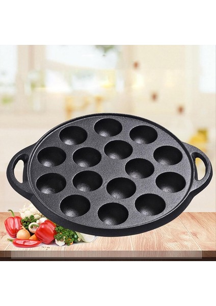 15 Delikli Demir Demir Takoyaki Pan Ahtapotları Krep Topları Için Küçük Pişirme Tavası Pofffertjes Takoyaki Banh Khot (Yurt Dışından) modelleri