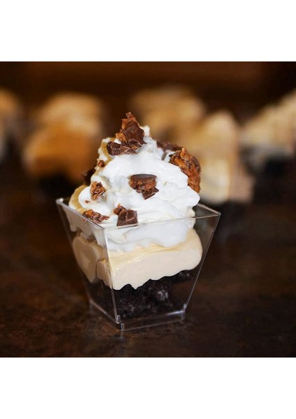 Kaşıklı 200 Tatlı Fincan Paketi 60ML Tatlı Kaseler Seti Dıy Plastik Tatlı Bardak Yeniden Kullanılabilir Yamuk Bardak Seti (Yurt Dışından) modelleri