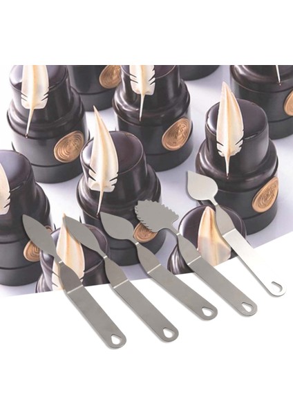 5pcs Çikolatalı Kek Dekorasyon Spatula Tüy Paslanmaz Çelik Yaprak Çikolata Spatula Pişirme Aracı Çikolata Kalıpları (Yurt Dışından) fiyatları