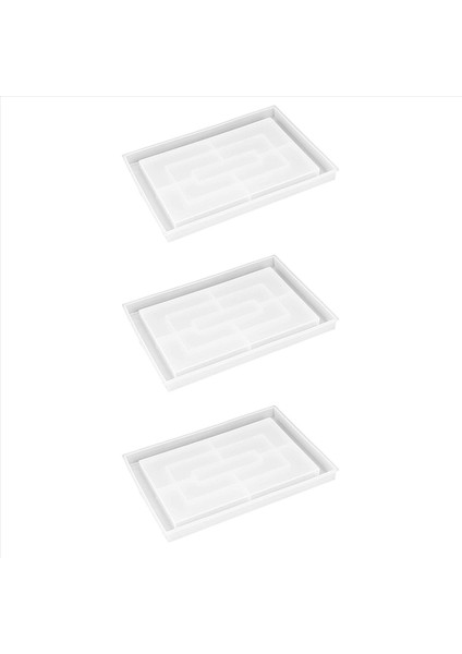 3x Reçine Kalıp Silikon Epoksi Reçine Için Büyük Dikdörtgen Haddeleme Tepsisi Kalıpları Reçine Servis Kenarlı Kalıp Kalıp (Yurt Dışından)