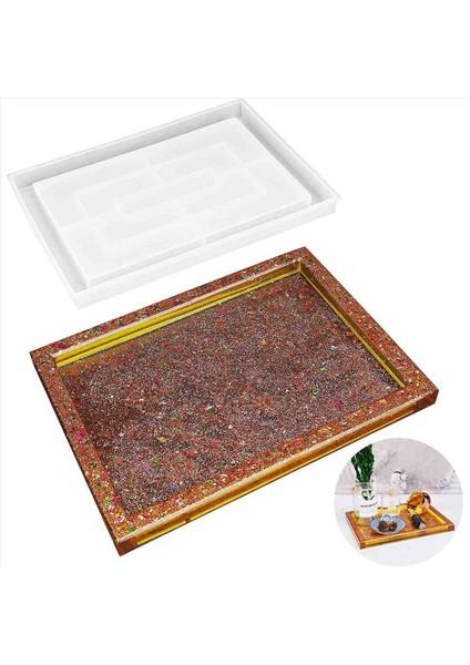 3x Reçine Kalıp Silikon Epoksi Reçine Için Büyük Dikdörtgen Haddeleme Tepsisi Kalıpları Reçine Servis Kenarlı Kalıp Kalıp (Yurt Dışından) modelleri