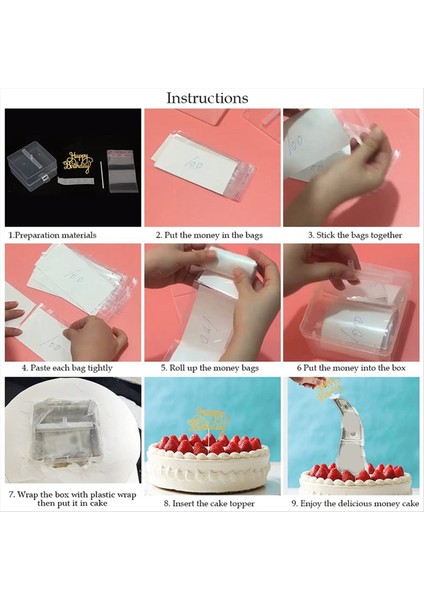 Kek Para Kutusu Seti Para Çeken Kek Yapımı Kalıp Pastası Atm Parası ile Altın Parıltı ile Mutlu Doğum Günü Kek Topper (Yurt Dışından) modelleri