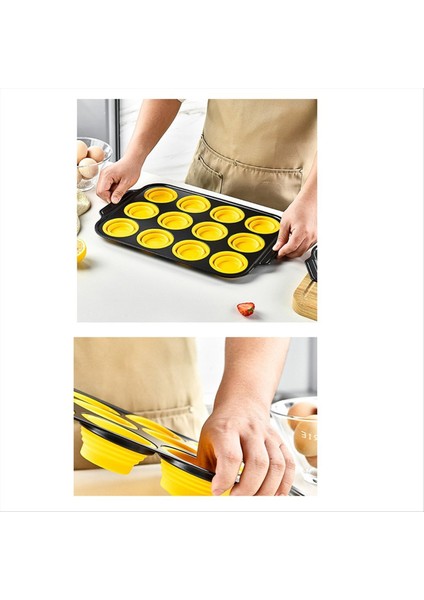 Metal Çerçeveli Silikon Çörek Tavası Yumurta Isırığı Üreticisi Pişirme Için Silikon Kalıplar Kek Tavaları 12 Normal Boyutta Sarı (Yurt Dışından) fırsatları