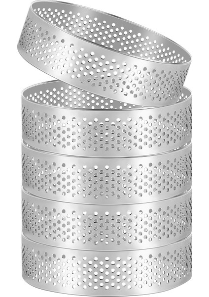 5 Pcs Dairesel Gözenekli Tart Halkası Alt Tower Pasta Kek Kalıp Pişirme Aletleri Isıya Dayanıklı Delici Kek Musse Halkası 8cm (Yurt Dışından) modelleri