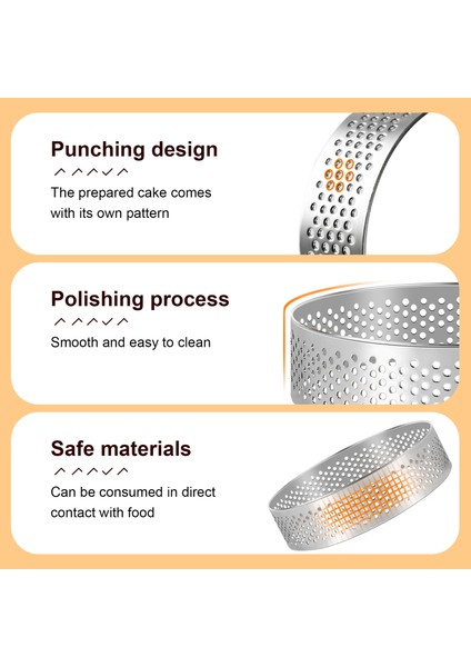 5 Pcs Dairesel Gözenekli Tart Halkası Alt Tower Pasta Kek Kalıp Pişirme Aletleri Isıya Dayanıklı Delici Kek Musse Halkası 8cm (Yurt Dışından) indirimleri