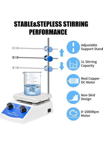 Laboratuvar Manyetik Karıştırıcı Plakası Kimya Ekipmanı Için Sıcak Karıştırma Mikseri 1000ML Kapasite 100-2000 Rpm Hız Reçinesi Abd Fişi (Yurt Dışından) fiyatları