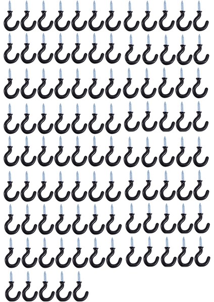 100 Adet 1 1 Inç Fincan Kupa Kanca Omuzlu Metal Vidalı Plastik Kaplı Asılı Siyah (Yurt Dışından)