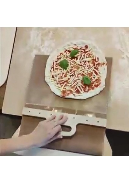 Kayar Pizza Pay - Pizel Pizza Hamuru Için Yapışmaz Kolay Transfer Kayan Pizza Kürek Kolu Pizza Spatula (Yurt Dışından) indirimleri