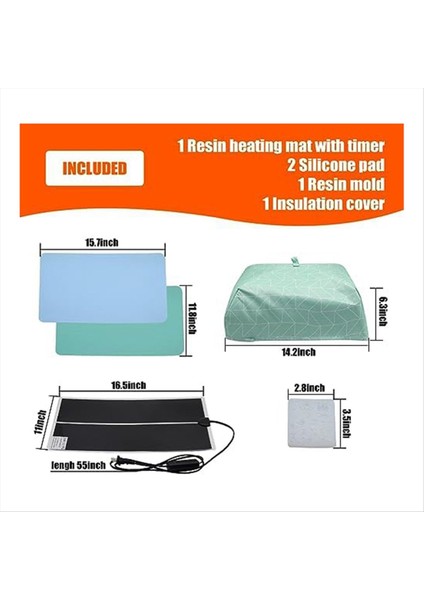 Zamanlayıcı ve Kapaklı Reçine Isıtma Pedi Kiti Reçine Kürleme Pedi Anahtar Zincirler Için Epoksi Kurutma Pedi Dıy Meraklıları Ab Fişi (Yurt Dışından) modelleri