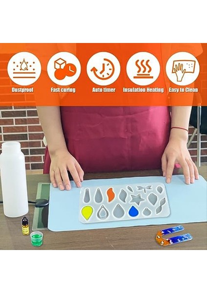 Zamanlayıcı ve Kapaklı Reçine Isıtma Pedi Kiti Reçine Kürleme Pedi Anahtar Zincirler Için Epoksi Kurutma Pedi Dıy Meraklıları Ab Fişi (Yurt Dışından) indirimleri