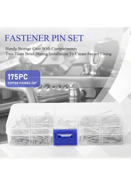 175PC Split Pins Cotter Fixings Set Çeşitli Boyutlar Çinko Kaplama Çelik Sabit Kasa (Yurt Dışından) indirimleri