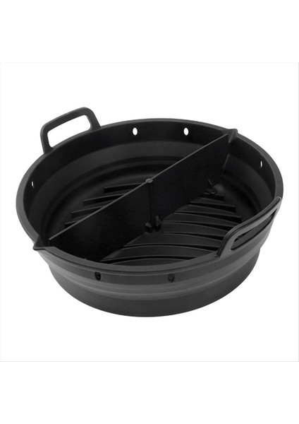 Hava Fritöz Silikon Plaka Yeniden Kullanılabilir Hava Fritöz Pişirme Aksesuarları Katlanabilir 8 5in Airfryer Alet Pişirme Kalıp Siyah (Yurt Dışından)