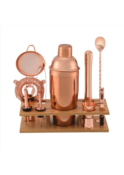 11 Pcs 750ML Kokteyl Shaker Y Parlak Paslanmaz Çelik Ingiliz Kokteyl Shaker Seti Gül Altın Renk (Yurt Dışından)