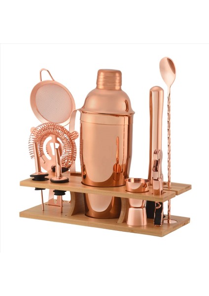 11 Pcs 750ML Kokteyl Shaker Y Parlak Paslanmaz Çelik Ingiliz Kokteyl Shaker Seti Gül Altın Renk (Yurt Dışından) modelleri