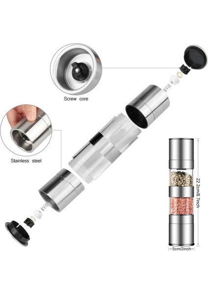 4x 2 Aradan 1 Tuz ve Karabiber Öğütücü Seti Ayarlanabilir Seramik Rotorlu Paslanmaz Çelik Tuz Değirmeni Biber Değirmeni Çalkalayıcı (Yurt Dışından) fiyatları