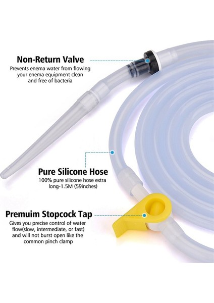 3x 2000ML Kabız Sli Flusher Kadın Hijyen Hijyen Lavman Torbası Setleri Kolon Temizleme Silikon Hortum Sağlık Temizleyici Kiti (Yurt Dışından) indirimleri