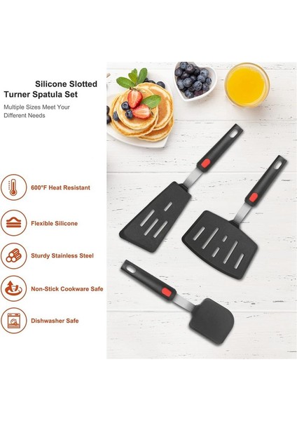 Silikon Spatula Turner 600F Isıya Dayanıklı Yumurta Hamburger Krep Krep ve Daha Fazlasını Çevirme Için Mükemmel (3 Paket) (Yurt Dışından) fırsatları