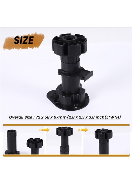 2x Plastik Ayarlanabilir Yükseklik Mutfak Dolap Kaveri Ayak Bacak Çifti Siyah (Yurt Dışından) fırsatları