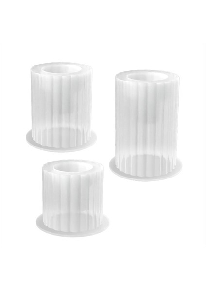 3pcs Silindirik Şerit Şamdan Silikon Kalıp Dıy Basitlik Canlde Tutucu Döküm Küfü Beton Reçine Kalıp (Yurt Dışından)