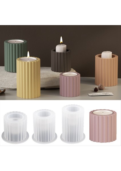3pcs Silindirik Şerit Şamdan Silikon Kalıp Dıy Basitlik Canlde Tutucu Döküm Küfü Beton Reçine Kalıp (Yurt Dışından) fiyatları