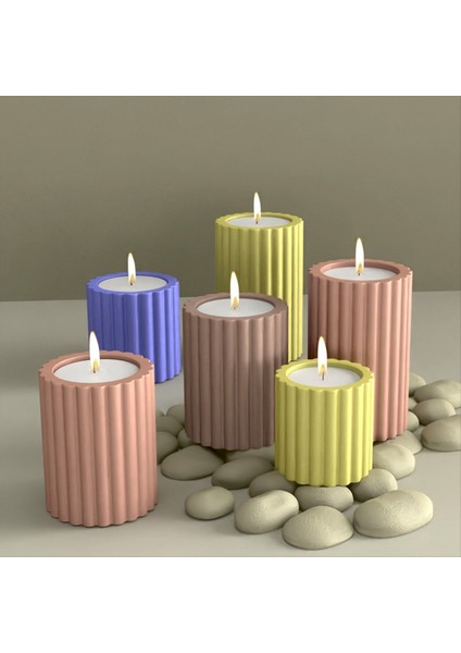 3pcs Silindirik Şerit Şamdan Silikon Kalıp Dıy Basitlik Canlde Tutucu Döküm Küfü Beton Reçine Kalıp (Yurt Dışından) fırsatları