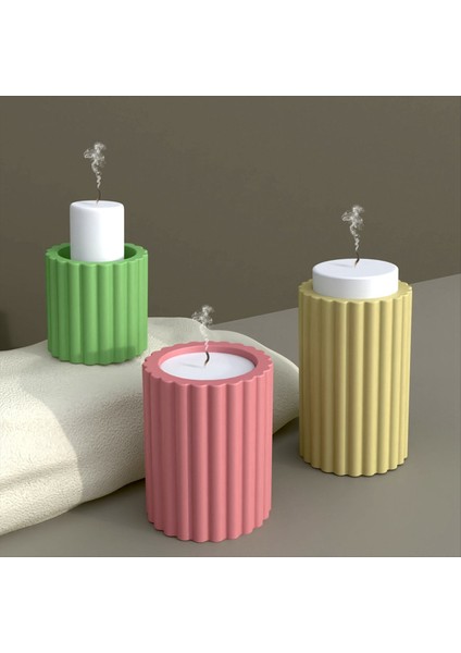 3pcs Silindirik Şerit Şamdan Silikon Kalıp Dıy Basitlik Canlde Tutucu Döküm Küfü Beton Reçine Kalıp (Yurt Dışından) indirimleri