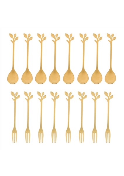 16PCS Tatlı Kaşık ve Çatal Set Kek Çatal Kahvesi Yaratıcı Meyve Çatallı Paslanmaz Çelik - (Yurt Dışından) fiyatları