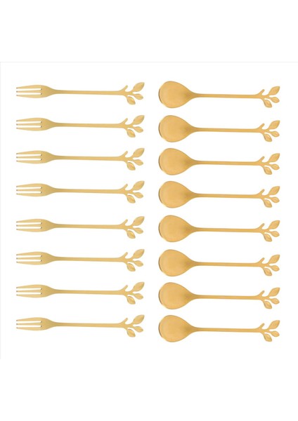 16PCS Tatlı Kaşık ve Çatal Set Kek Çatal Kahvesi Yaratıcı Meyve Çatallı Paslanmaz Çelik - (Yurt Dışından) modelleri