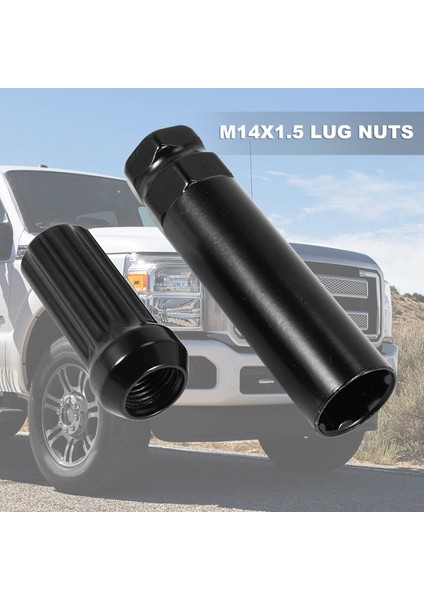 M14X1 5 Tekerlek Pabuç Somun 24 Parça 14MMX1 5 7 Spline Sürücü Awl Acorn Koni Kabuğu Nuts 2 Inç Uzun Siyah 2 Soket Anahtarı (Yurt Dışından) indirimleri