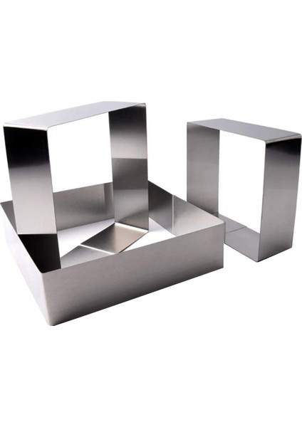 3 Kek Kalıp Seti Kare Mus Kalıp Paslanmaz Çelik Kek Halkası Yapışmaz Tatlı Halka Pasta Kalıp Pişirme Aracı (Yurt Dışından)