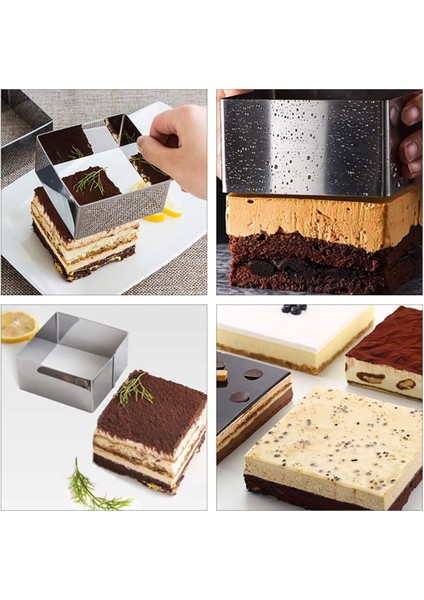3 Kek Kalıp Seti Kare Mus Kalıp Paslanmaz Çelik Kek Halkası Yapışmaz Tatlı Halka Pasta Kalıp Pişirme Aracı (Yurt Dışından) fiyatları