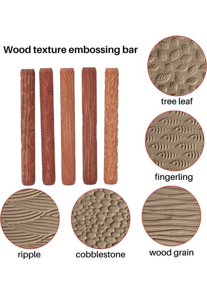 5 Adet Seramik Aletleri Ahşap El Silindirleri Kil Damgası Deseni/silindir Deseni Seramik Aletler Arcilla Polimerica Dab Aracı (Yurt Dışından) fiyatları