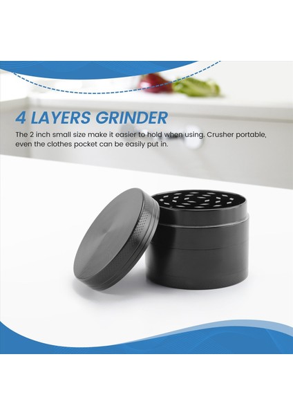 Spice Grinder 4 Katmanlar Öğütücü 2 Inç Spice Öğütücü Gıda Değirmeni Çinko Alaşımı Düz Öğütme Siyah (Yurt Dışından) fırsatları