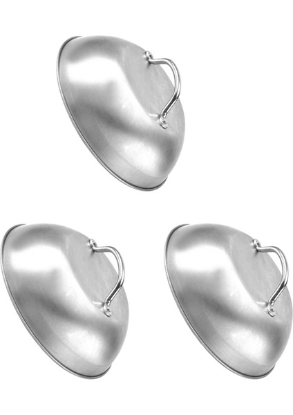 3x Paslanmaz Çelik Biftek Kapağı Kalın Batı Restoranı Batı Yemek Kapağı El Kolu Biftek Kapağı Yarım Küre Kapak (Yurt Dışından)