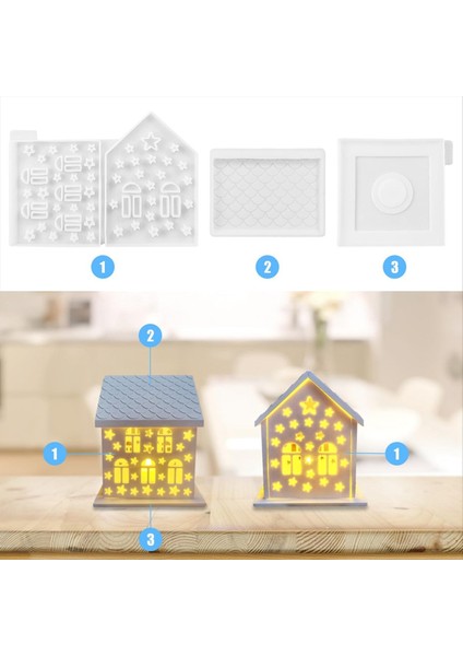 4pcs/set 3D Ev Silikon Kalıplar Reçine Beton Yıldız Ev Mum Tutucu Kalıp Ev Şekilli Dekorasyon Süsleri (Yurt Dışından) modelleri