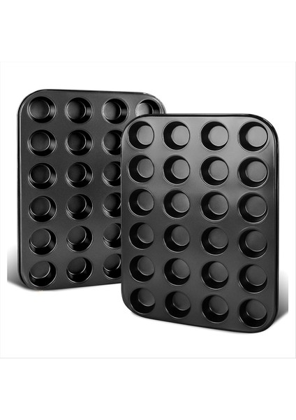 2 Paket Premium Yapışmaz Bakeware 24-Cup Mini Çörek Tavası Bulaşık Makinesi Fırın Kasası (Yurt Dışından)