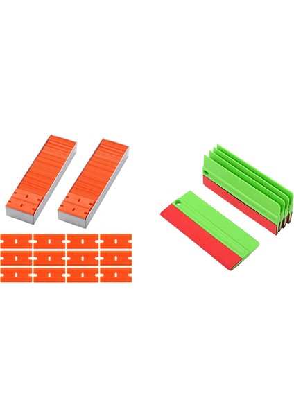 200PCS Plastik Tıraş Bıçağı 5pcs ile Çift Kenar Jilet Bıçakları Yüzey Filmi Vinil Sargı Için Büyük Tampon Vinil Squeee (Yurt Dışından)