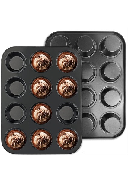 24 Muffin Için 2 Muffin Tepsisi Yapışmaz Çörek Tepsisi Kekler Kekler Için (Yurt Dışından)