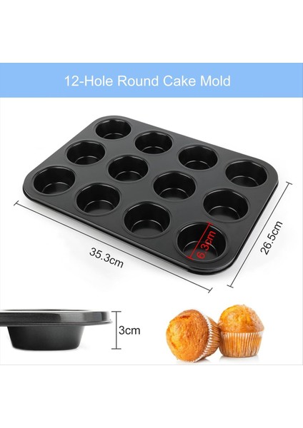 24 Muffin Için 2 Muffin Tepsisi Yapışmaz Çörek Tepsisi Kekler Kekler Için (Yurt Dışından) fiyatları