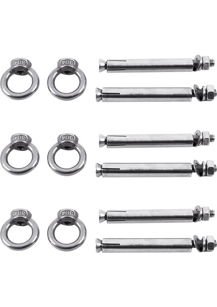 6pcs Paslanmaz Çelik Çiğ Stil Kalkanı Çapa Göz Cıvataları M6 x 82MM Gümüş (Yurt Dışından)