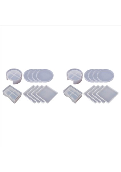 2set Silikon Kavma Kalıpları Reçine Döküm Epoksi Reçine Coaster Kalıpları Kit 16 Pcs Coast ve 4 Pc Tutucu Kalıpları (Yurt Dışından)