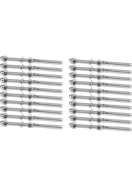 100 Pcs Paslanmaz Çelik Küpyelik Korkuluk Kablosu Gergin Dişli Saplamalı Saplama 1/8 Inç Kablo Tel Için Uç Takım (50 Paket) (Yurt Dışından)