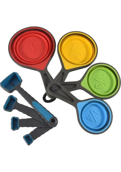 Katlanabilir Silikon Ölçüm Fincanları ve Ölçüm Seti Pişirme Için Kaşıkları Ölçen Dozlama Dozlama Yardımı (Yurt Dışından)