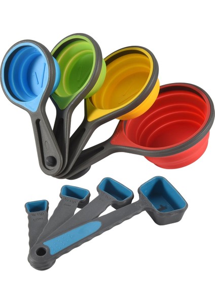Katlanabilir Silikon Ölçüm Fincanları ve Ölçüm Seti Pişirme Için Kaşıkları Ölçen Dozlama Dozlama Yardımı (Yurt Dışından) fiyatları