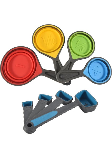 Katlanabilir Silikon Ölçüm Fincanları ve Ölçüm Seti Pişirme Için Kaşıkları Ölçen Dozlama Dozlama Yardımı (Yurt Dışından) modelleri