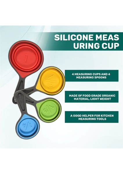Katlanabilir Silikon Ölçüm Fincanları ve Ölçüm Seti Pişirme Için Kaşıkları Ölçen Dozlama Dozlama Yardımı (Yurt Dışından) fırsatları