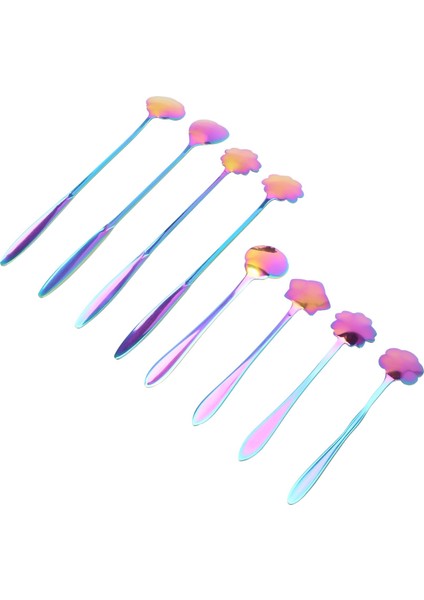 16PCS Çiçek Kaşığı Seti 2 Farklı Boyutlu Renkli Paslanmaz Çelik Çay Kaşığı Gökkuşağı Kahve Karıştırma Kaşığı (Yurt Dışından) fırsatları