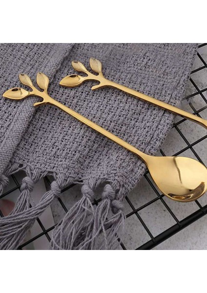 Kahve Karıştırma Kaşık Paslanmaz Çelik Yaratıcı Şube Şekil Yaratıcı Çatal Teşheri Tatlı Kaşık Altın (10 Adet) (Yurt Dışından) fırsatları