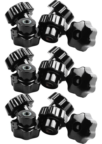 15 Adet Siyah Yıldız Kavrama Düğmeleri Dişi Iplik Çapı 8mm Kafa Çapı 40MM (Yurt Dışından)